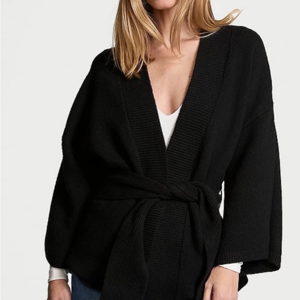 Victoria Secret Black Belted V-Neck Women's Sweater M/L